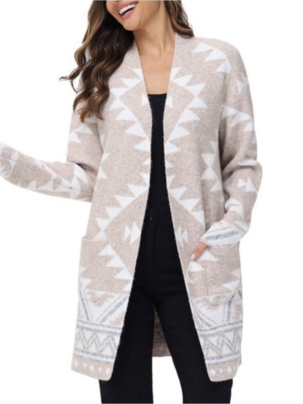 *NWOT* Frye Aztec Print Long Line Open Cardigan Sweater, Size Medium - Picture 2 of 10